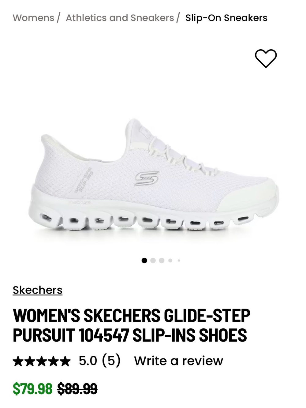 Skechers All-White Slip-On glide step Sneakers 8.5 wide - Picture 3 of 6